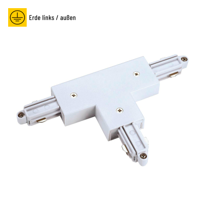 SLV T-Verbinder für 1-Phasen HV-Stromschiene, Aufbauversion weiss, Erde links