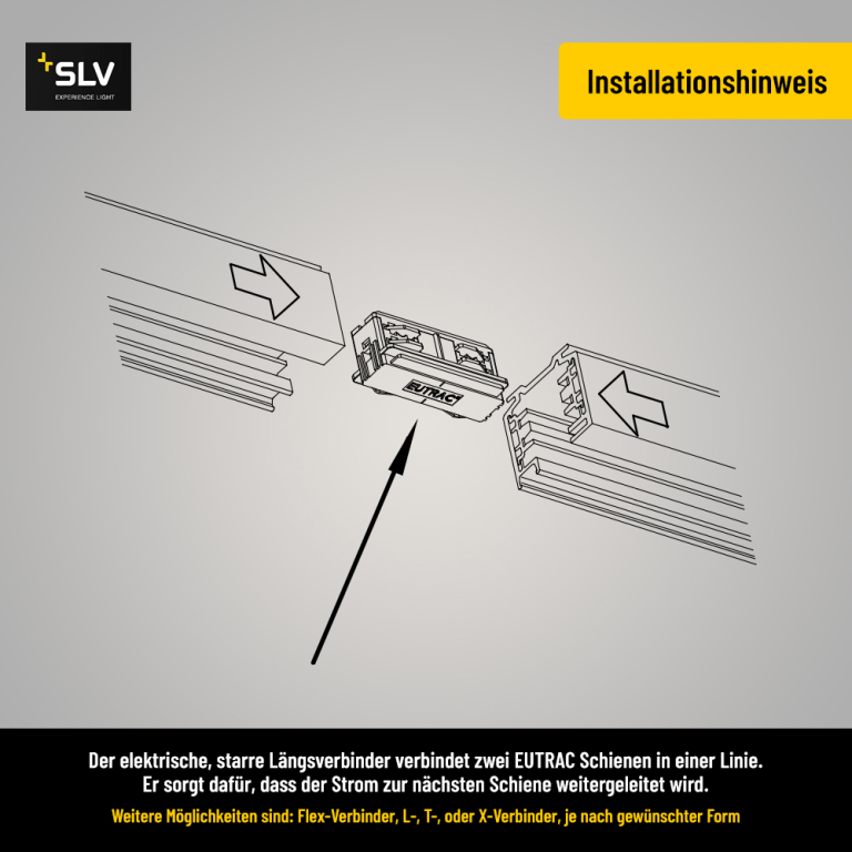 SLV EUTRAC 3-Phasen Stromschiene 1m schwarz Aufbauschiene
