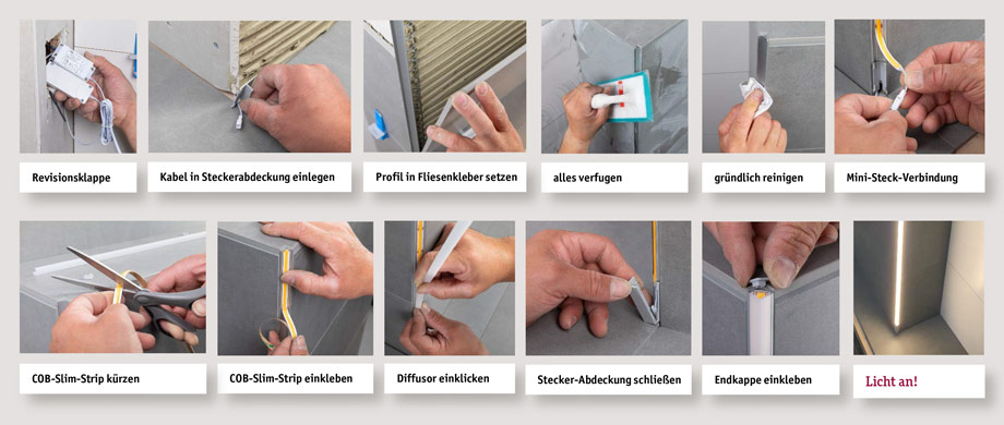 Einbau und Montage Frame-Profil Paulmann LumiTiles