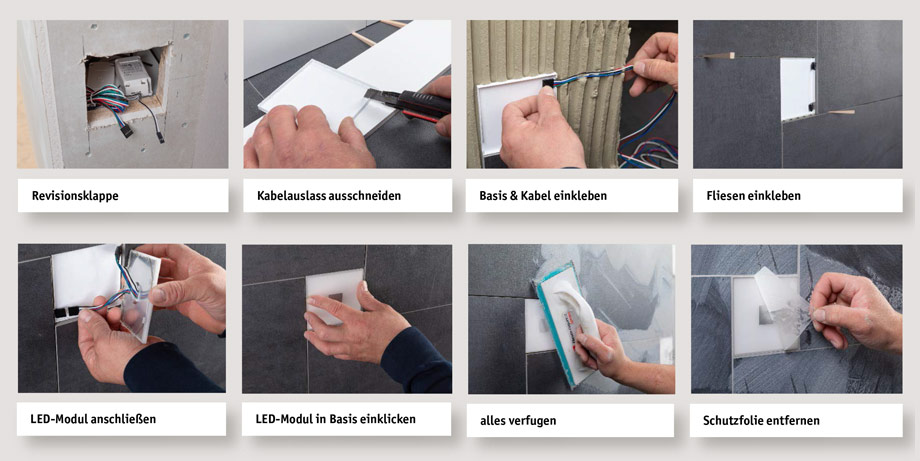 Einbau und Montage Paulmann LED-Fliesen LumiTiles