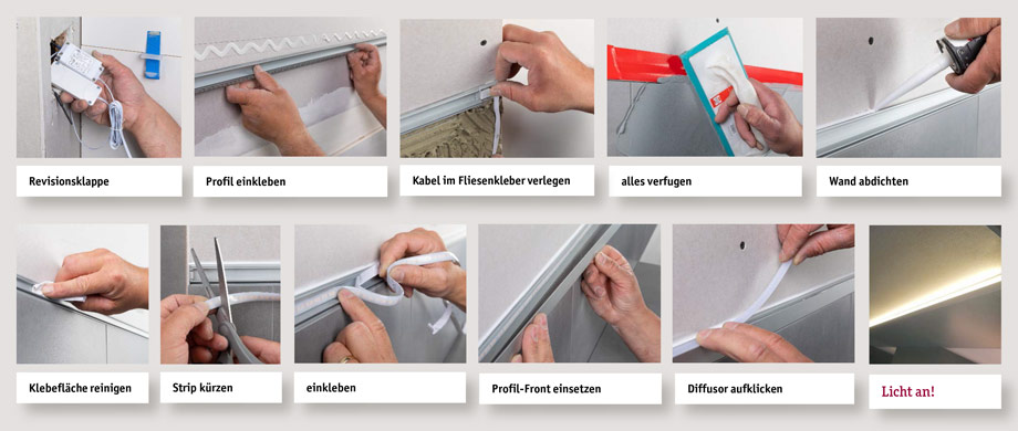 Montage LumiTiles Top-Profil