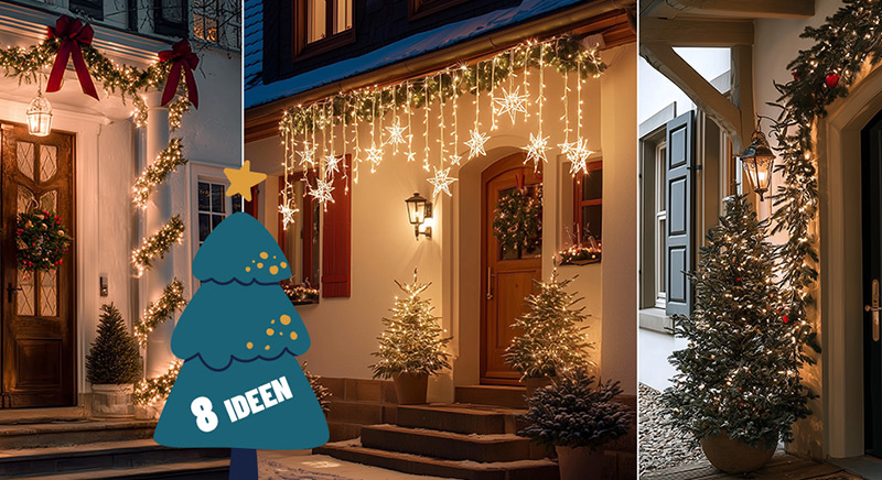Ideen für die Weihnachtsbeleuchtung an der Haustür