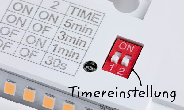 LED Einbauleuchte für Schalterdosen 230V mit Timereinstellung