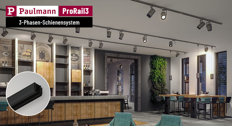 Paulmann ProRail3 230V 3-Phasen Lampen Schienensystem in schwarz