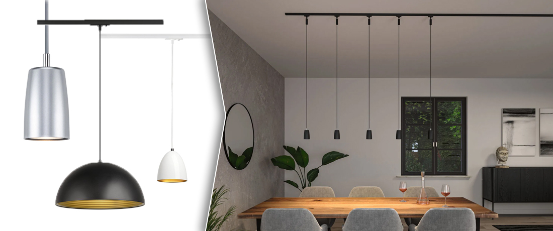 Pendelleuchten für Lichtschienensysteme in vielen Designs